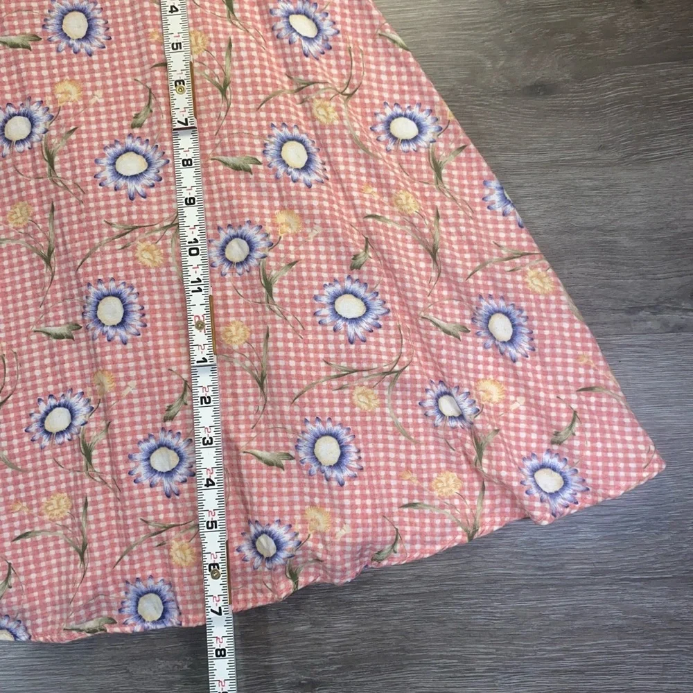 Vintage Swat Gingham Floral Dress Size 16 Pink Sleeveless‎ 90s Cottagecore
